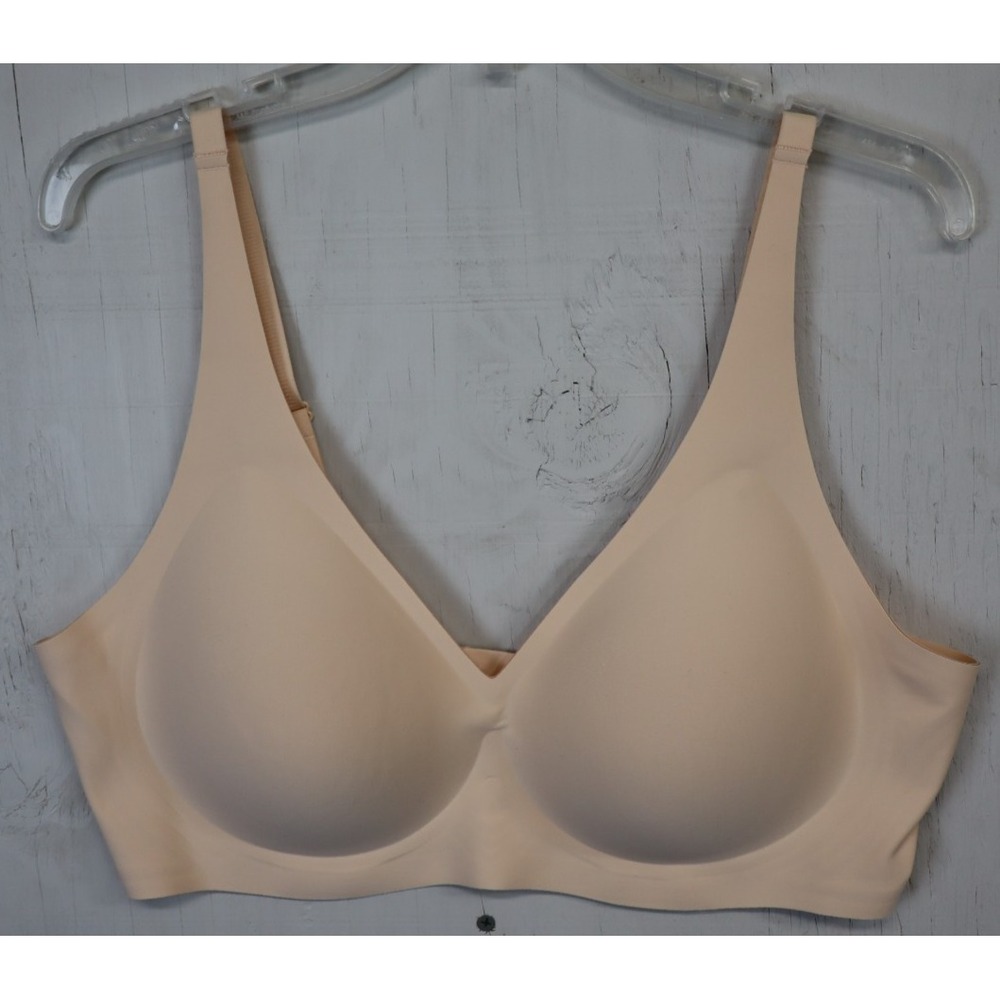 VRCOMFY Womens Vivid Bloom V-Neck Wireless Comfort Bra Beige Size XXXL 3XL New